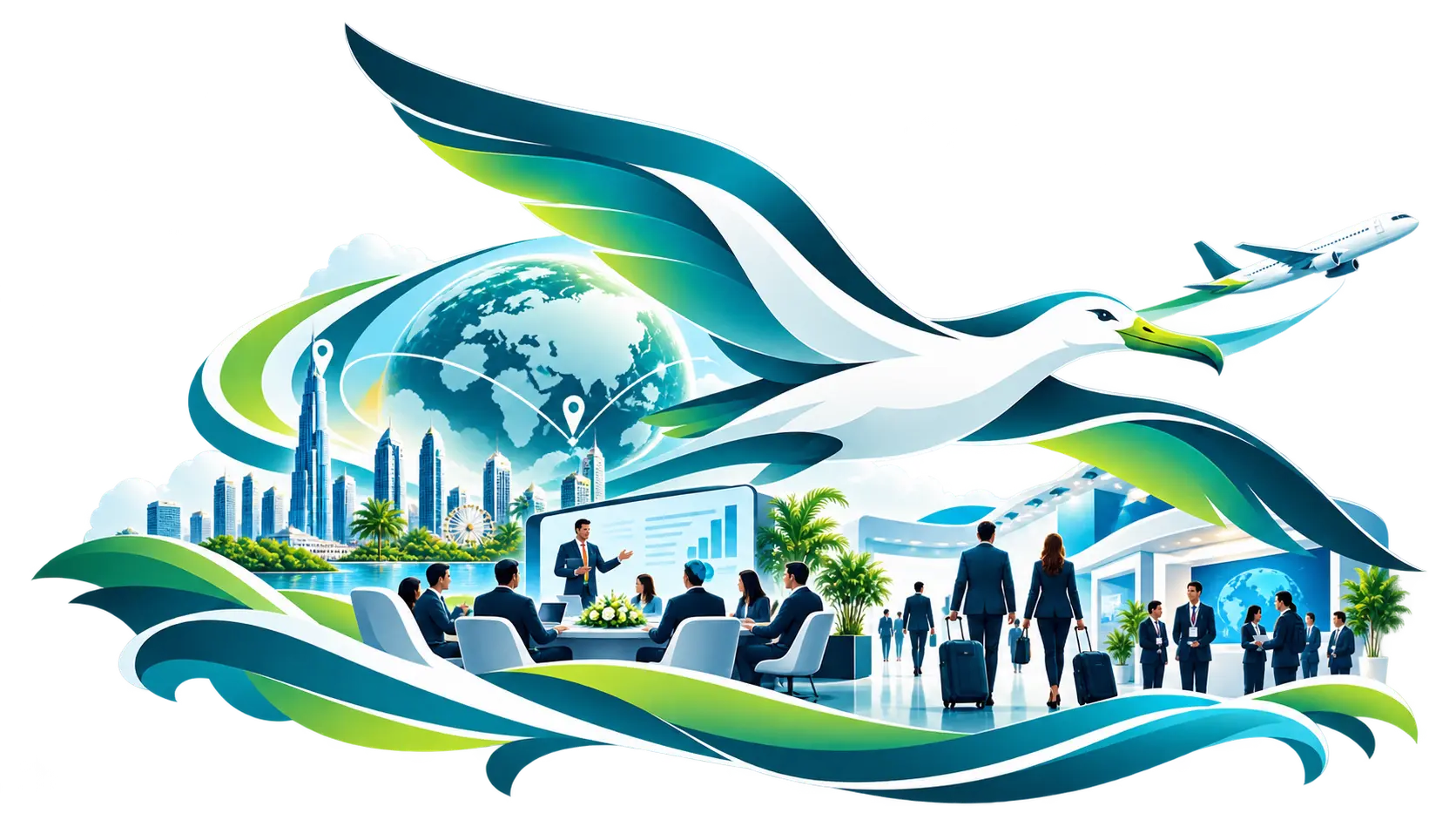 MICE corporate travel illustration